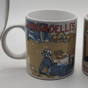 Vintage Ghirardelli's Ground Chocolate 1900s Picnic Scene Set of 2 Coffee Mugs